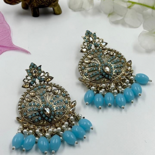 Dreamy Peacock Chandbali - Aqua Royale