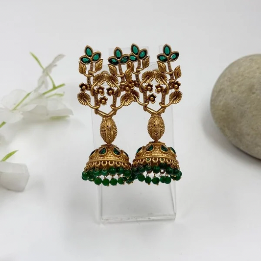 Regal Peacock & Swan Temple Jhumkas