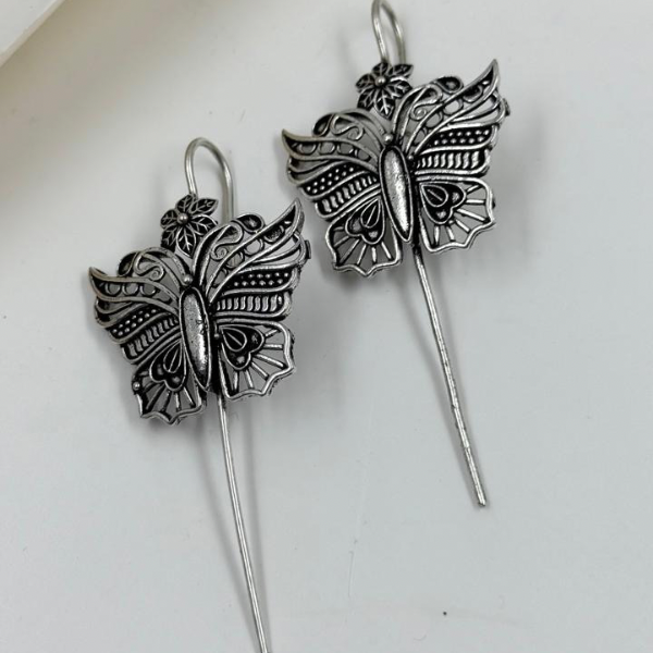 Flutter Charm Oxidized Butterfly Earrings