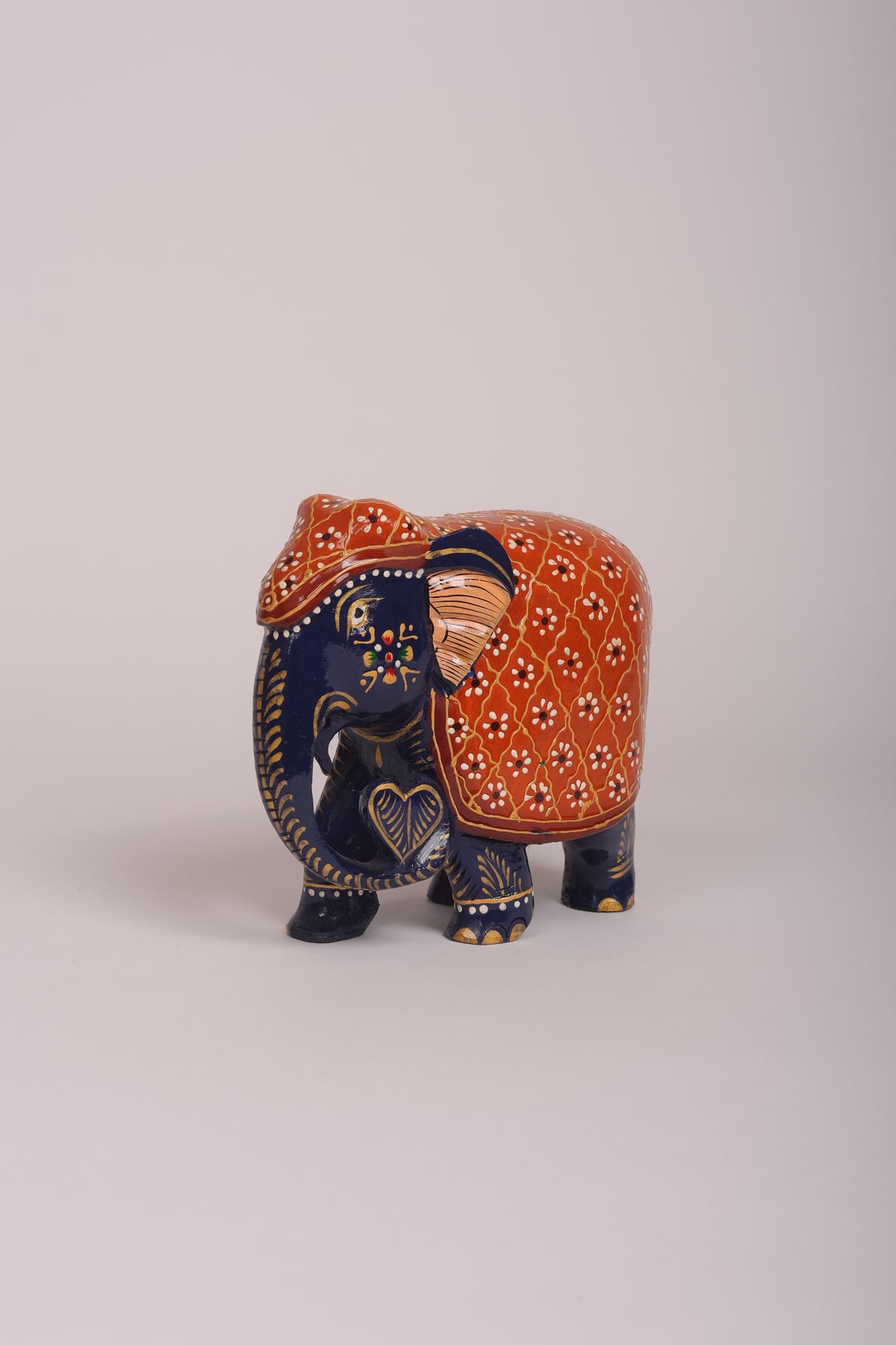Blue & Orange Colour Royal Elephant Family Set of 4