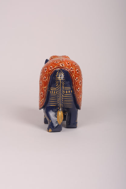 Blue & Orange Colour Royal Elephant Family Set of 4