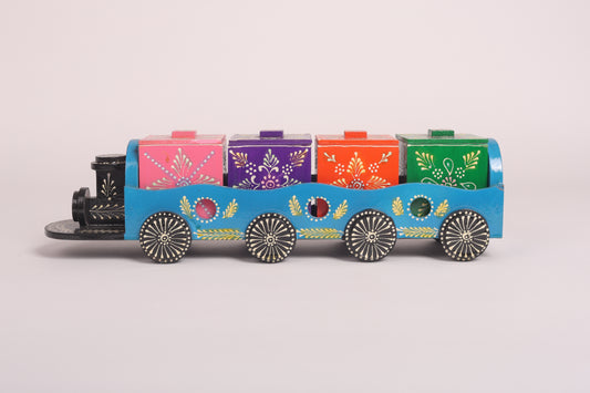 Handpainted Wooden Dry Fruit Trays with 4 Boxes