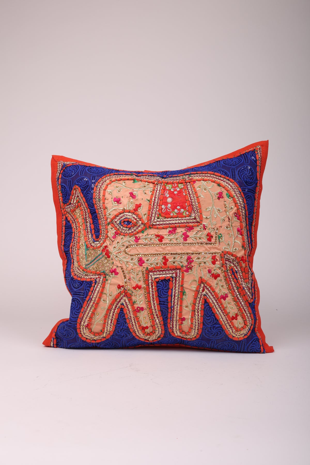 Elephant Design Hand Embroidered Rajasthani Cushion Covers - Set of 4