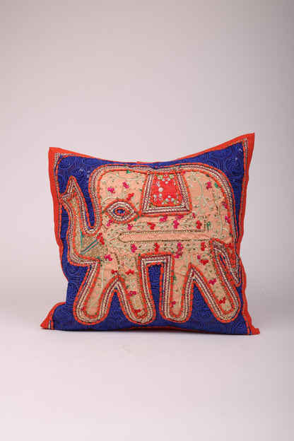 Elephant Design Hand Embroidered Rajasthani Cushion Covers - Set of 4