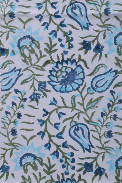 Jaipuri Blue Block Print Dining Table Runners with Mats & Napkins (13 pieces)