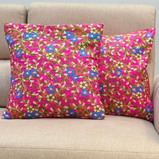 Vibrant Pink Floral Cushions - Modern Comfort