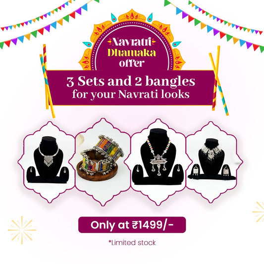 Navratri Dhamaka Jewelry Combo – 3 Sets + 2 Bangles