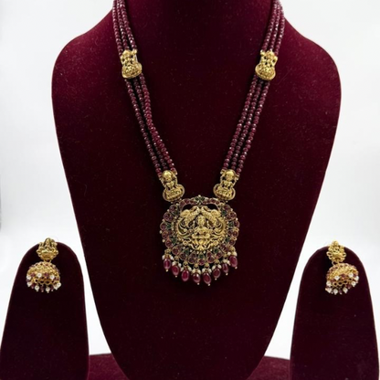 Ruby Beads Lakshmi Temple Set - Royal Jewellery 1