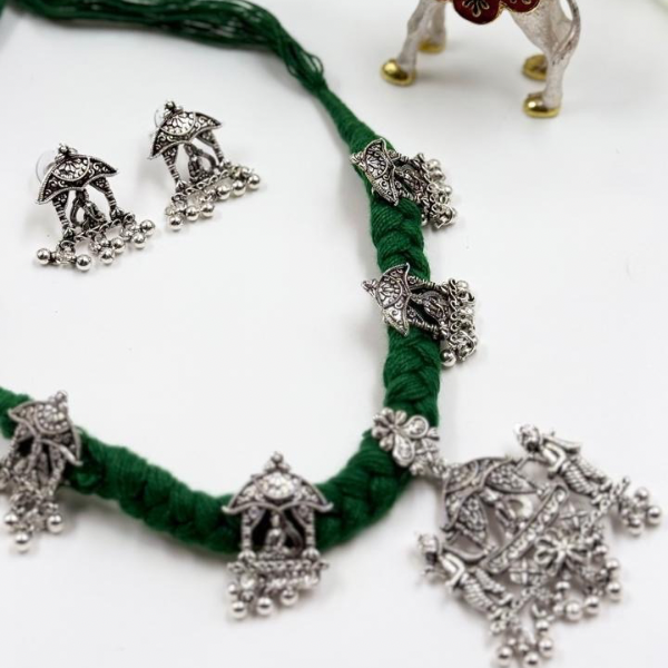 The Royal Green Dholi Necklace Set – Boho Tribal Elegance