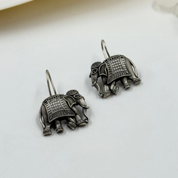 Oxidized silver Elephant drops