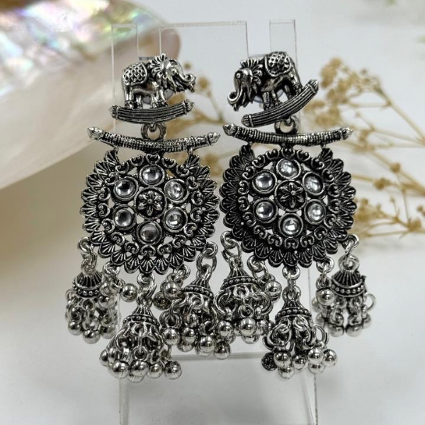 The Elephant Motif Multi Jhumka Hanging Earring