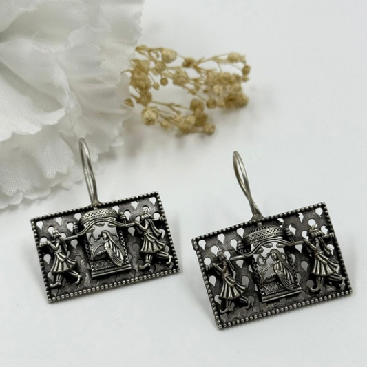 Oxidized Silver Doli Palki Earrings