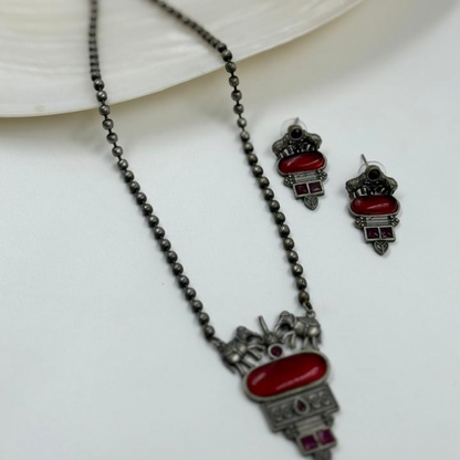 Oxidized Silver Tribal Necklace Set