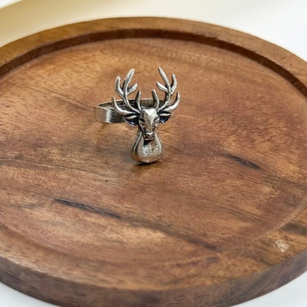 Forest Oxidized Deer Ring
