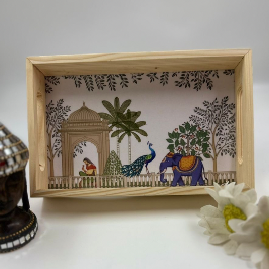 Mewar Miniature Art Accent Serving PineWooden Tray
