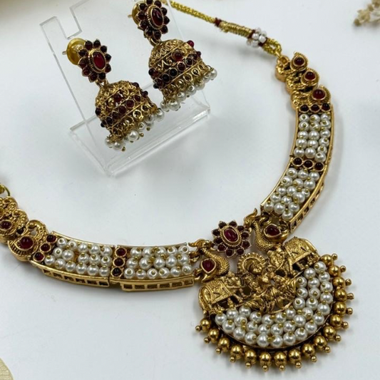 Pearl Majesty – Divine Goddess Temple Necklace Set