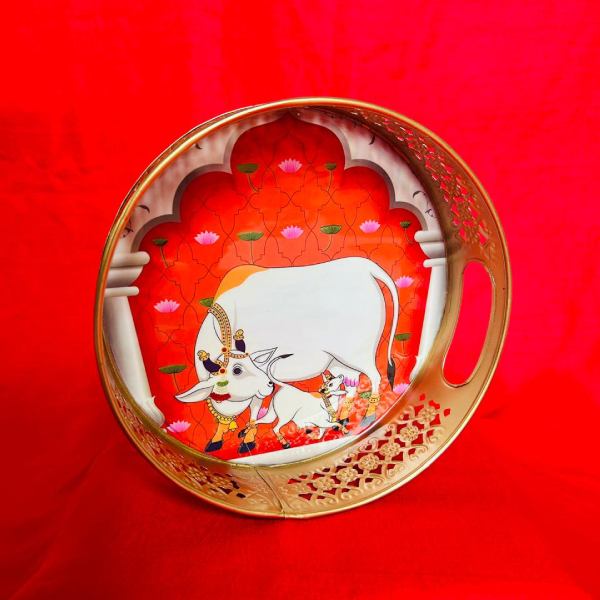 Elegant Tray with Pichwai Design