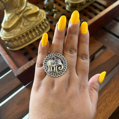 Elegant Elephant Embrace Ring