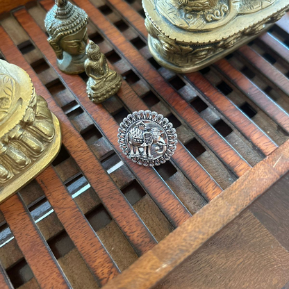 Elegant Elephant Embrace Ring