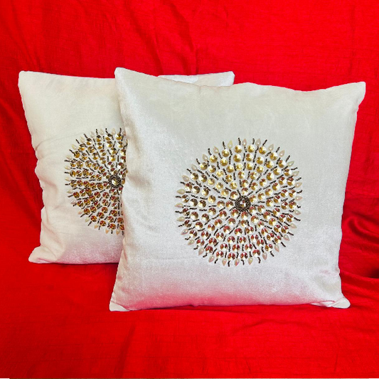 Regal Elegance: Beaded Cushion Covers