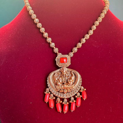 Classic Elegance: Gold-Toned Necklace and Jhumka Earrings Set