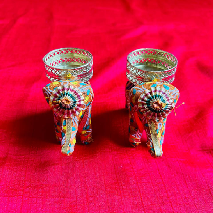 Cheerful Elephant Candle Diya Set
