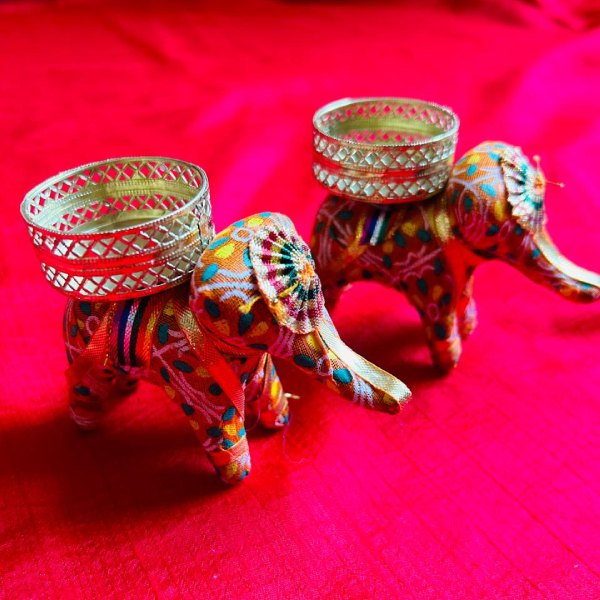 Cheerful Elephant Candle Diya Set