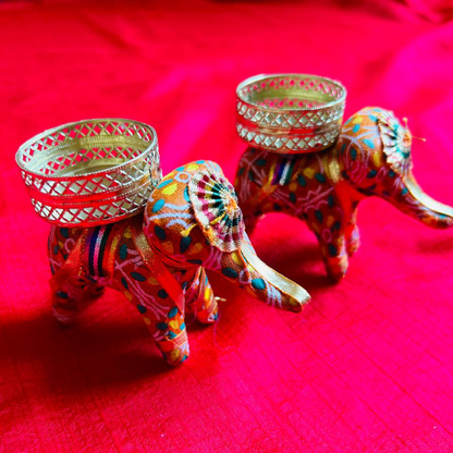Cheerful Elephant Candle Diya Set