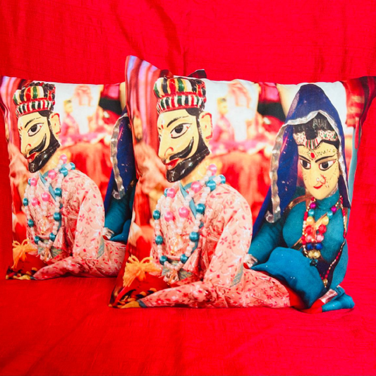 Cultural Splendor: Indian Puppet Design Cushion Covers