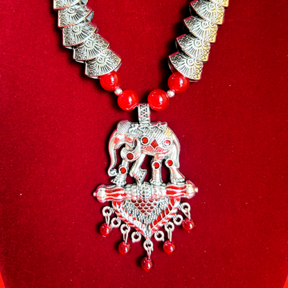 Majestic Elephant Necklace (Red)