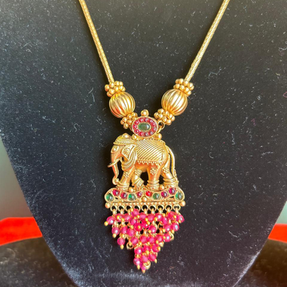 Regal Elephant: Gold-Toned Necklace and Earrings Set