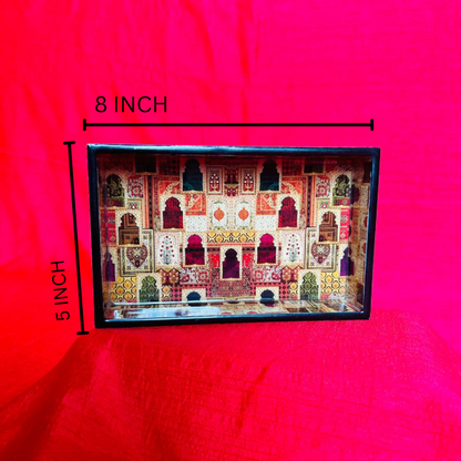 Heritage Charm: Ornate Black Frame Rectangular Tray