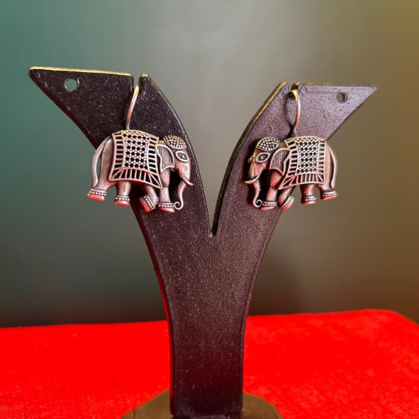 Oxidized silver Elephant drops