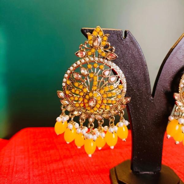 Dreamy Peacock Chandbali - Golden Glow