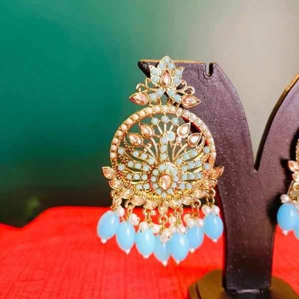 Dreamy Peacock Chandbali - Aqua Royale