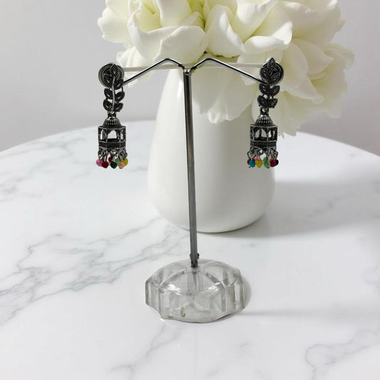 Designer Jhumka Earrings With Leaf Motif