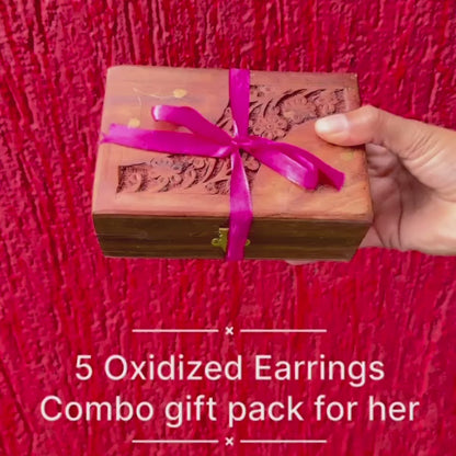 Oxidized Charm Earring Set – 5 Styles in 1 Box